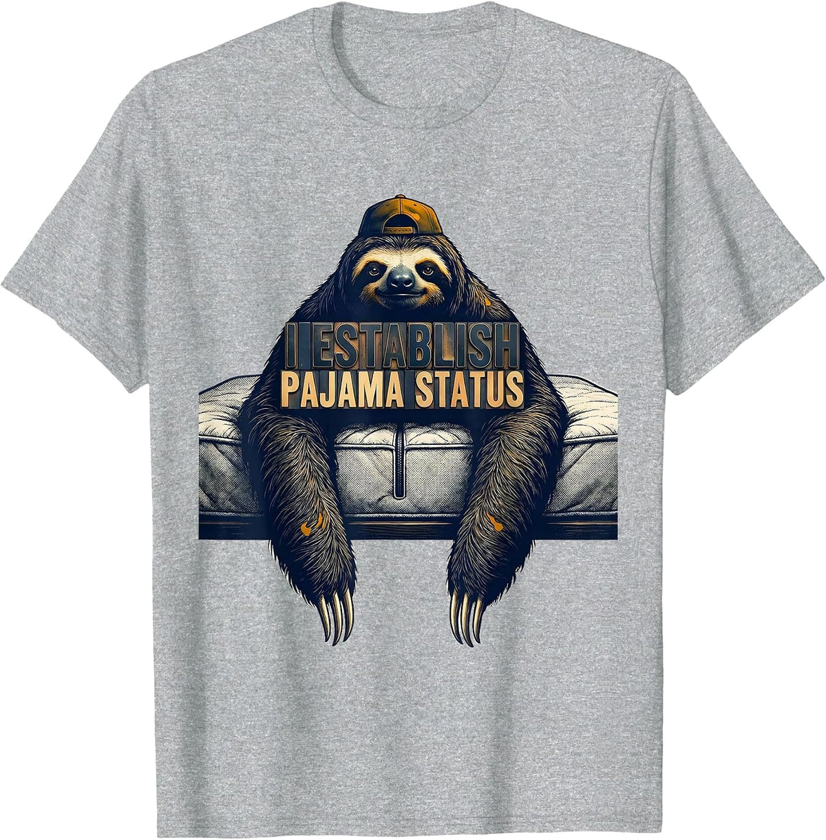 Men's I Establish Pajama Status Funny Sloth Lover Sleepover Gift T-Shirt - Heather Grey