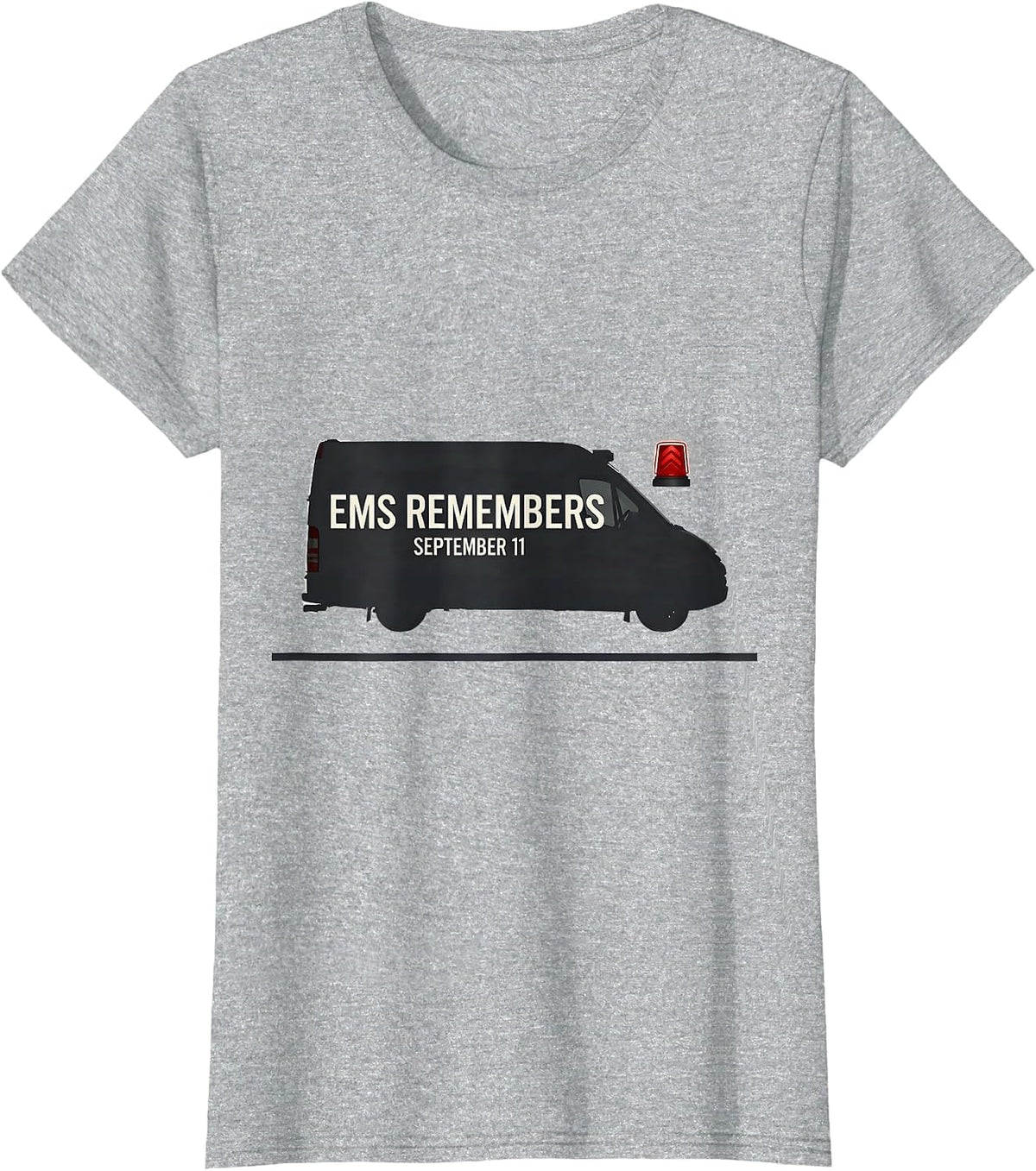 EMS Remembers September 11 Patriotic First Responder Tribute T-Shirt - Heather Grey