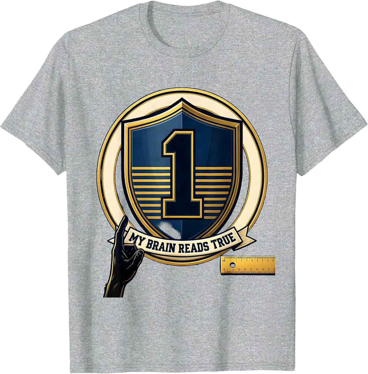 Men's My Brain Reads True Dyslexia Awareness Month Emblem T-Shirt - Heather Grey