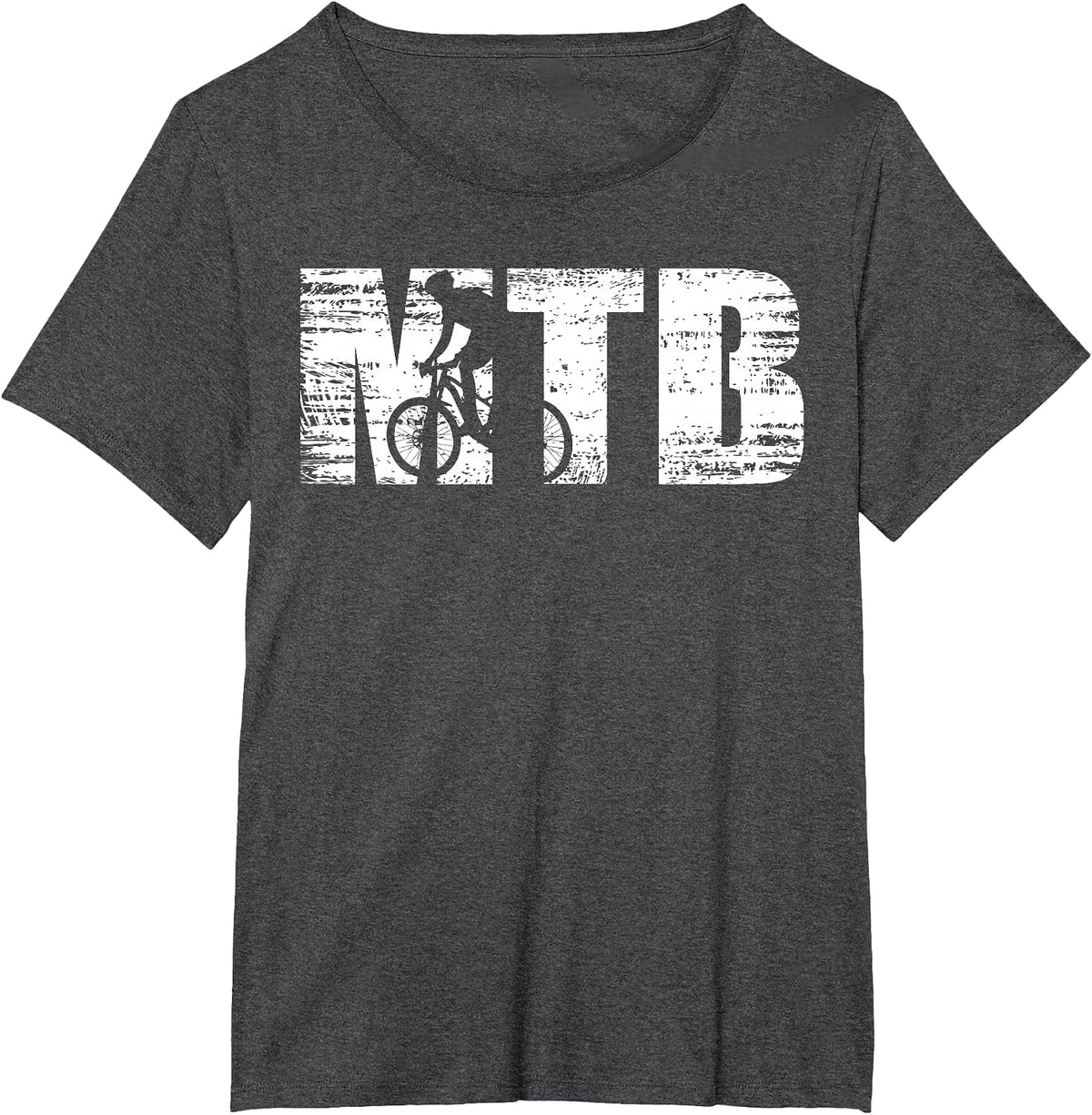 MTB - Distressed Look Mountain Biking for Mountain Bikers T-Shirt - Dark Heather Grey
