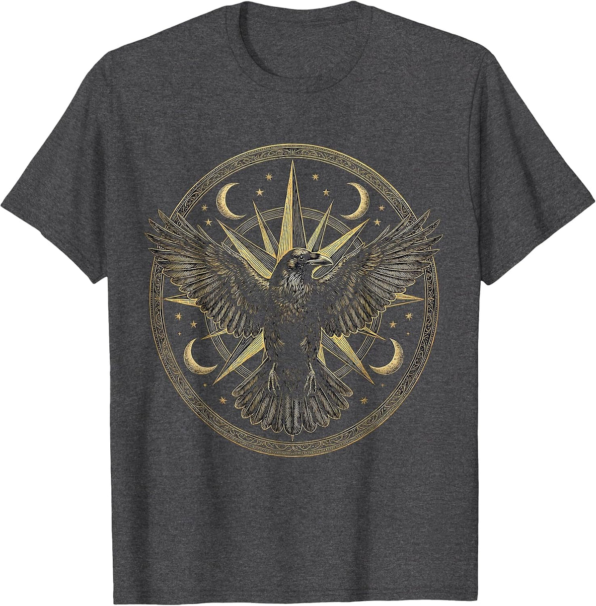 Men's Crow and Compass Rose Navigation Graphic T-Shirt - Dark Heather Grey
