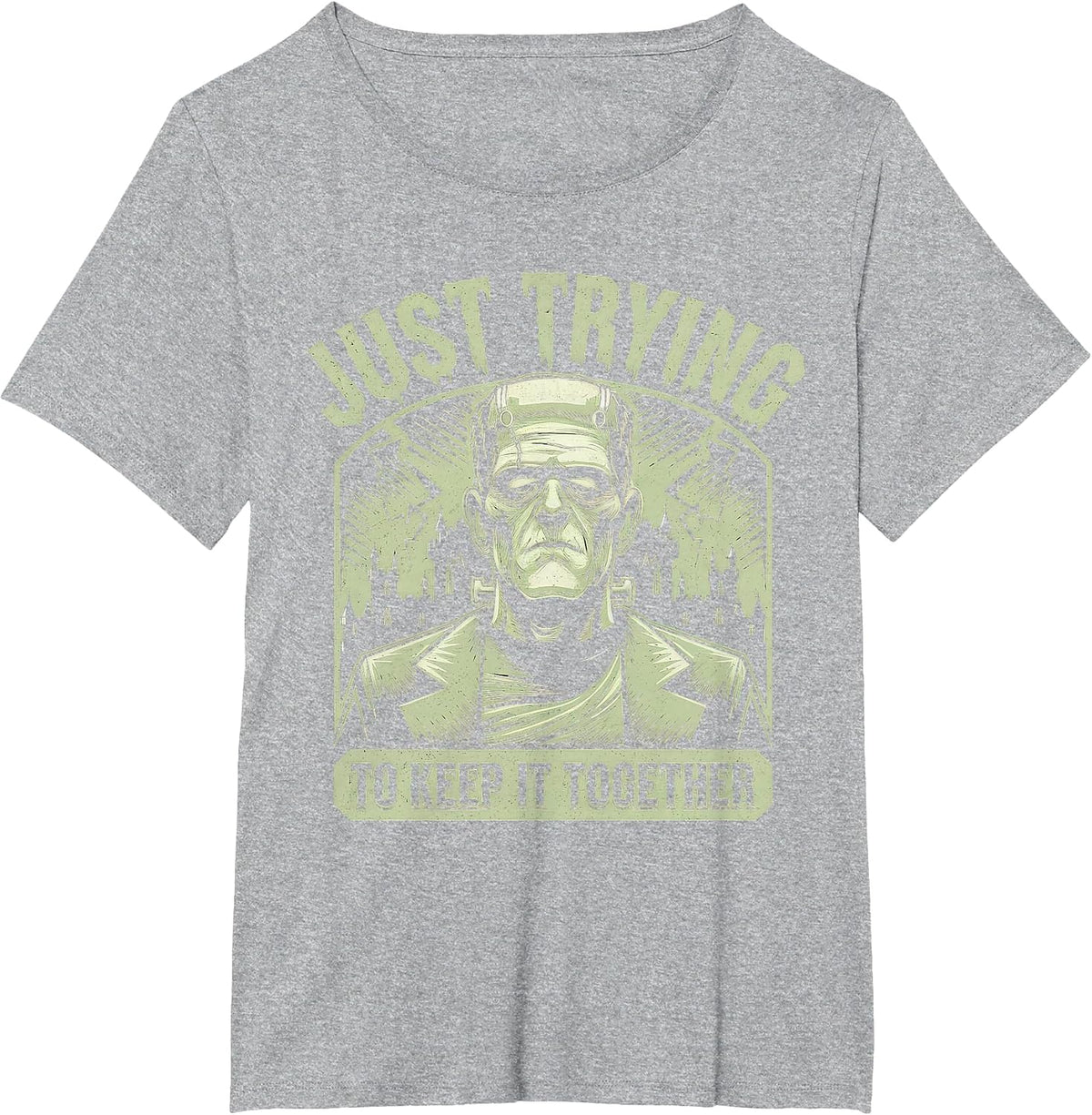 Just Trying to Keep It Together Shirt Halloween Frankenstein T-Shirt - Heather Grey