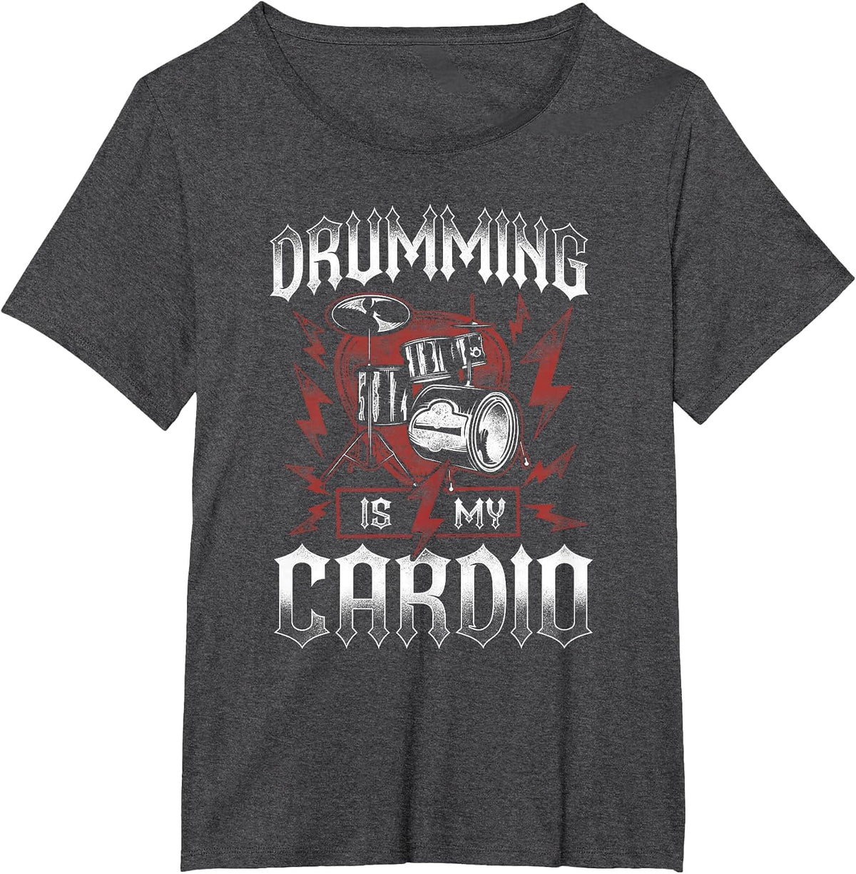 Drummer Drum Set Vintage Drumming is My Cardio T-Shirt - Dark Heather Grey