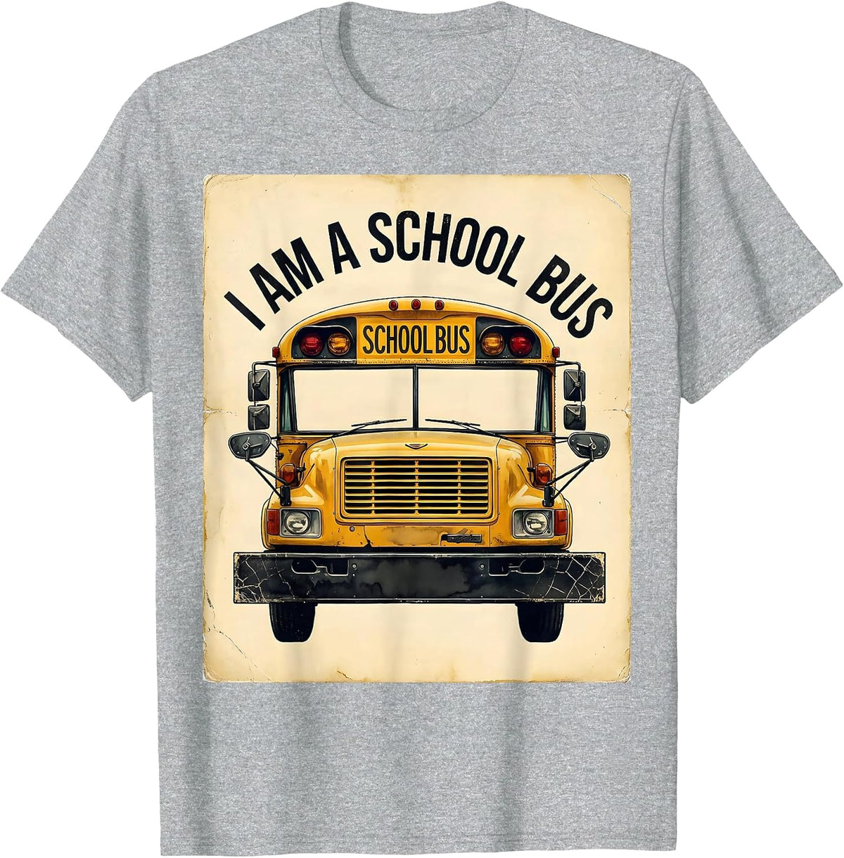 Men's I Am A School Bus Distressed Funny School Bus Driver T-Shirt - Heather Grey