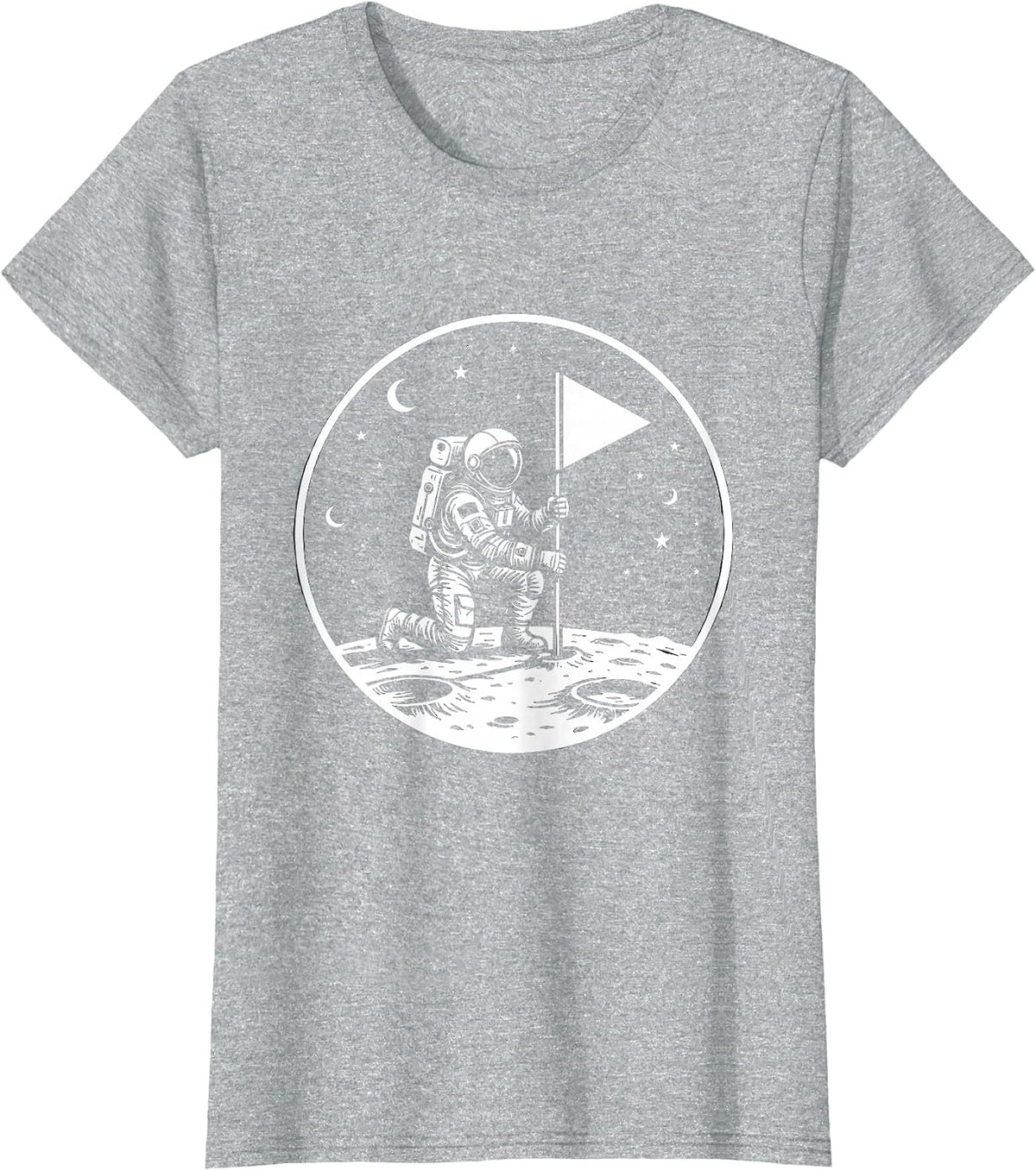 Astronaut Planting Flag on Moon Labor Day T-Shirt - Heather Grey