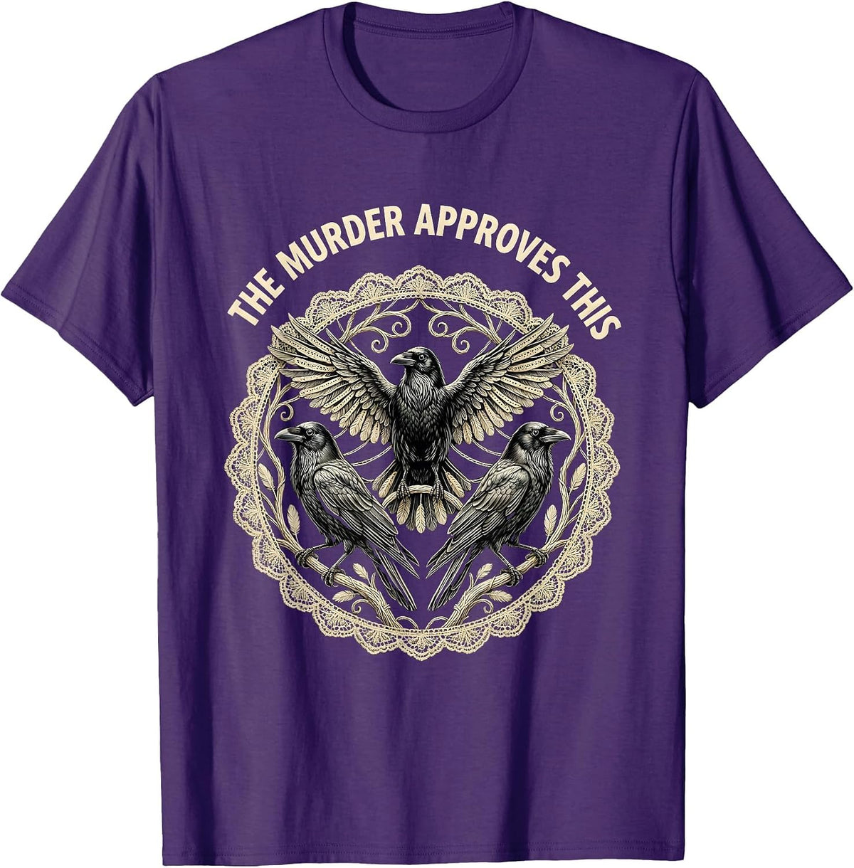 The Murder Approves This Crow Design T-Shirt - Purple