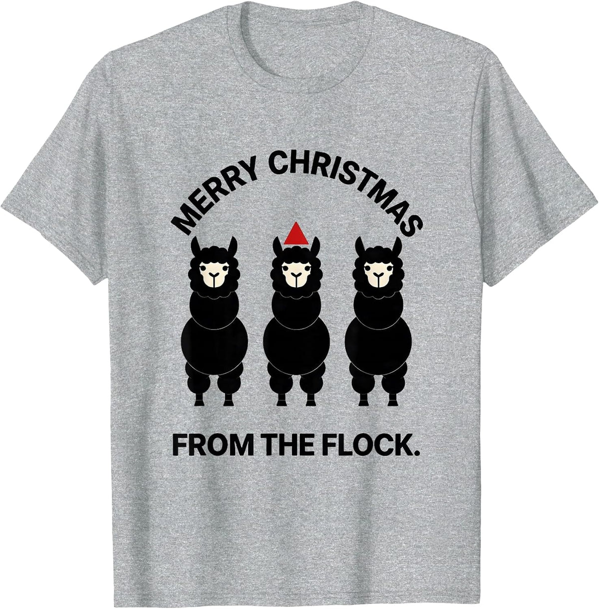 Men's Merry Christmas From The Flock Funny Llama Christmas Pun T-Shirt - Heather Grey