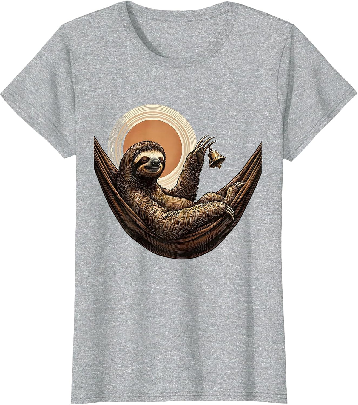 Sloth Hammock Vintage Funny Lazy Humor T-Shirt - Heather Grey