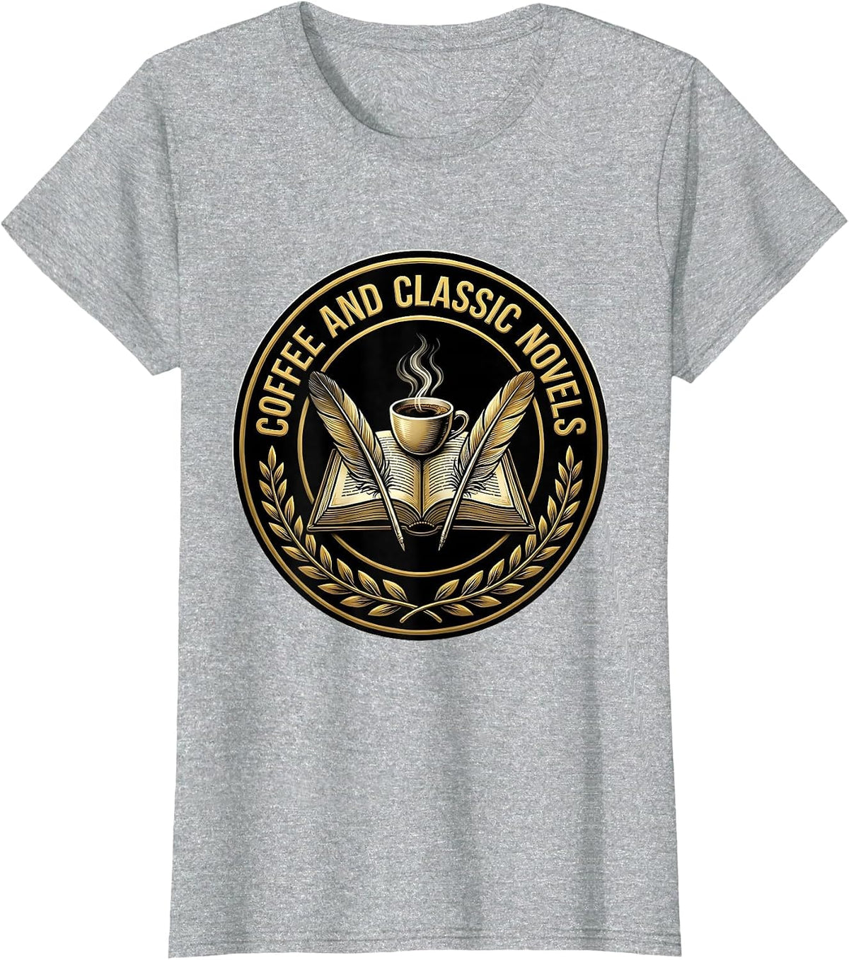 Coffee and Classic Novels English Teacher Design T-Shirt - Heather Grey