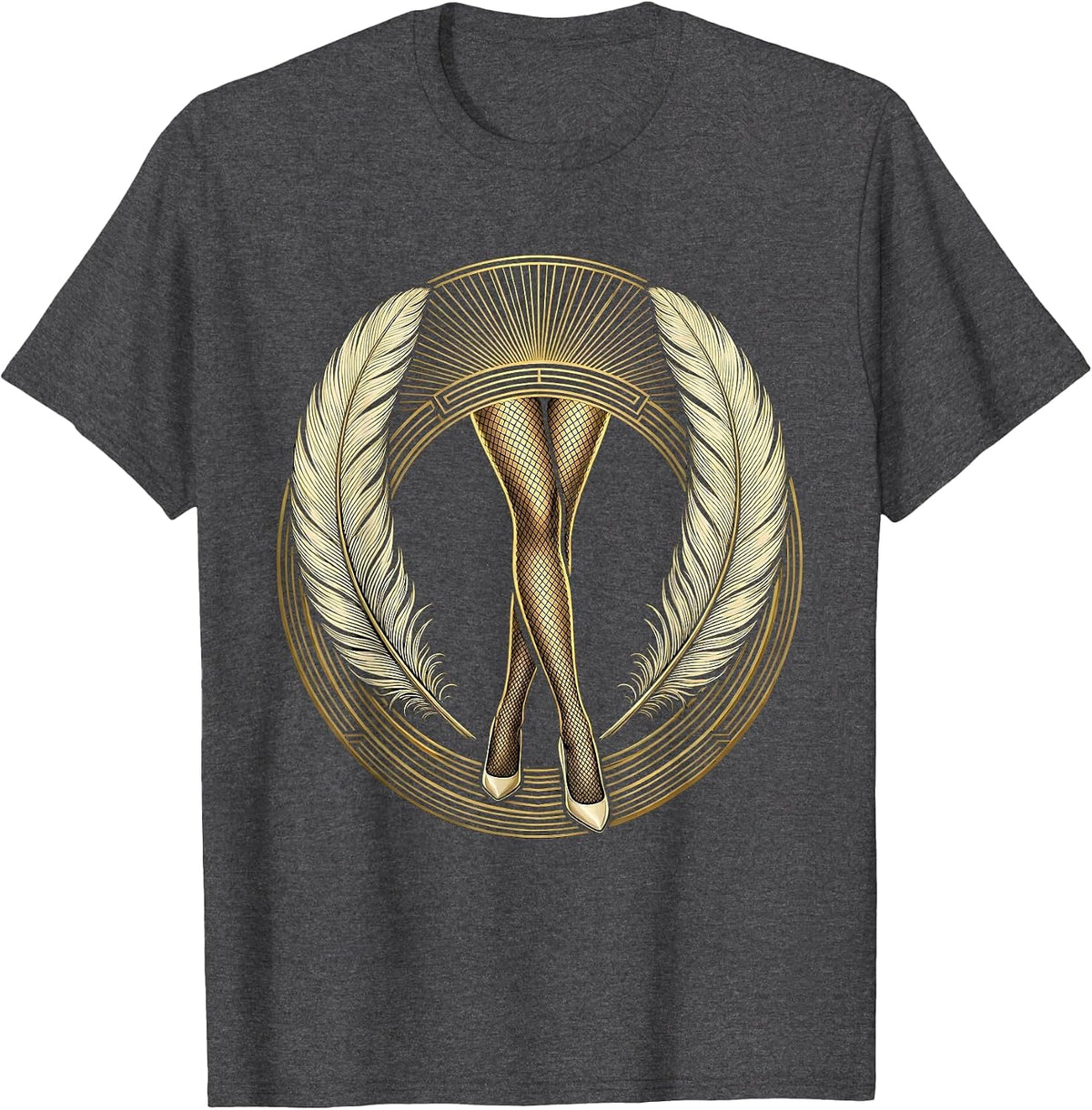 Men's Showgirl Legs Classic Pin-Up Illustration T-Shirt - Dark Heather Grey