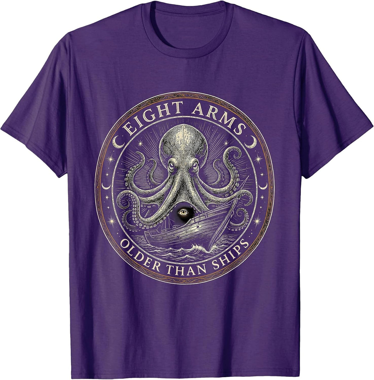 Eight Arms, Older Than Ships Mystic Celestial Octopus Lover T-Shirt - Purple