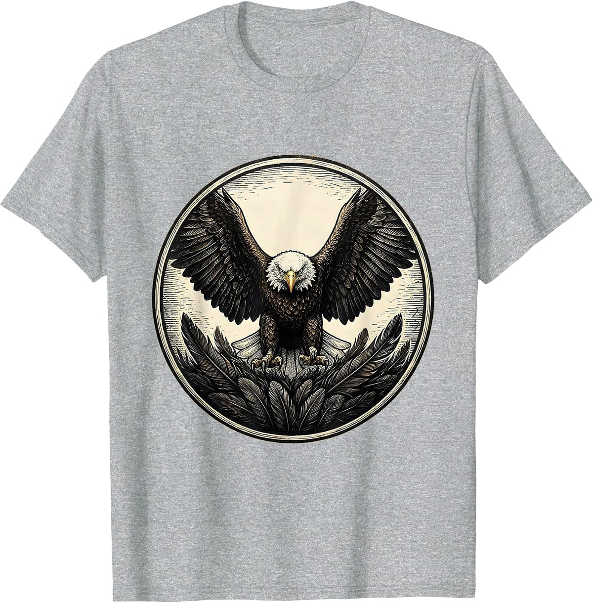 Men's Bald Eagle Sealed Badge Vintage Mascot Pride T-Shirt - Heather Grey