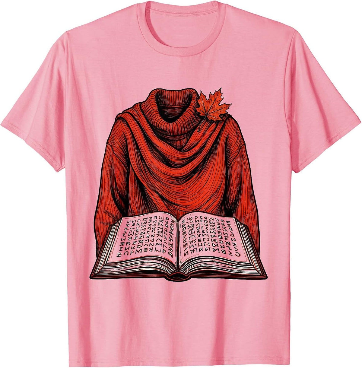 Men's Outlined Red Sweater Dyslexia Awareness Teacher Support T-Shirt - Pink