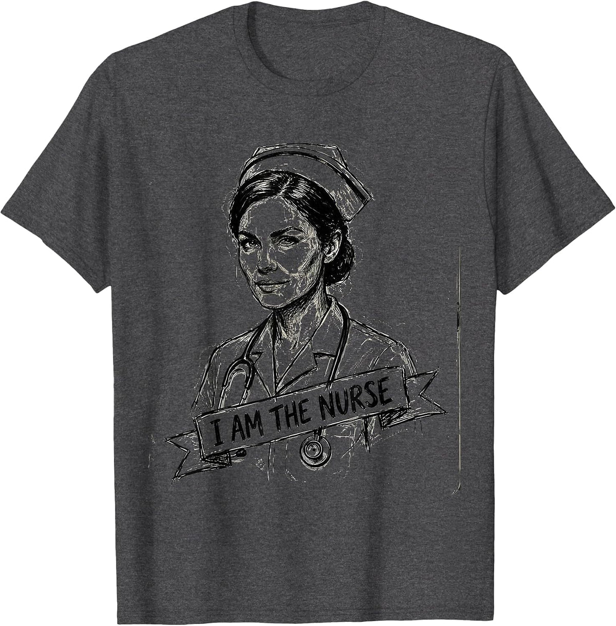 I Am The Nurse Bold Graphic Design T-Shirt - Dark Heather Grey