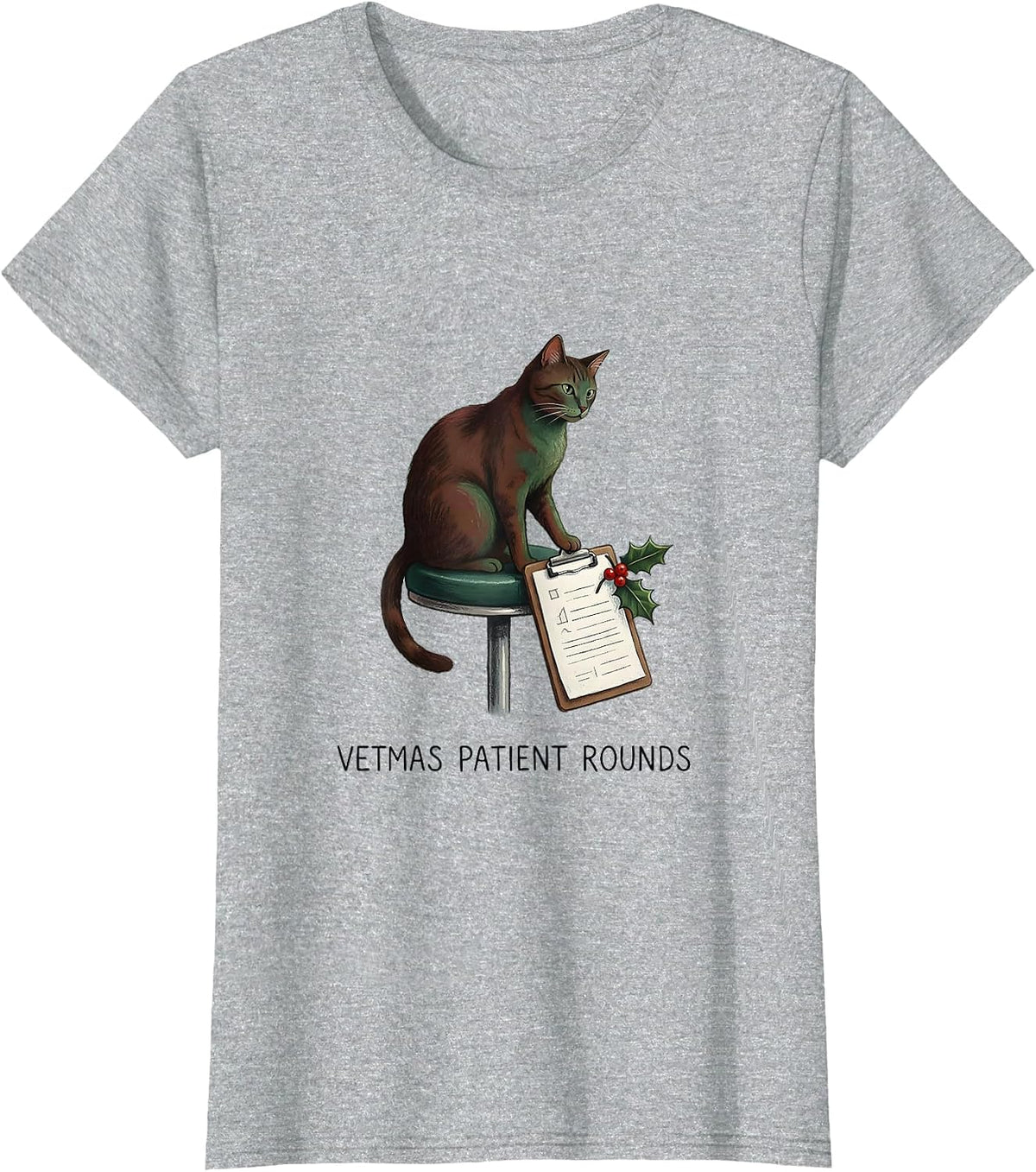 Vetmas Patient Rounds Funny Veterinarian Christmas Vet Tech T-Shirt - Heather Grey