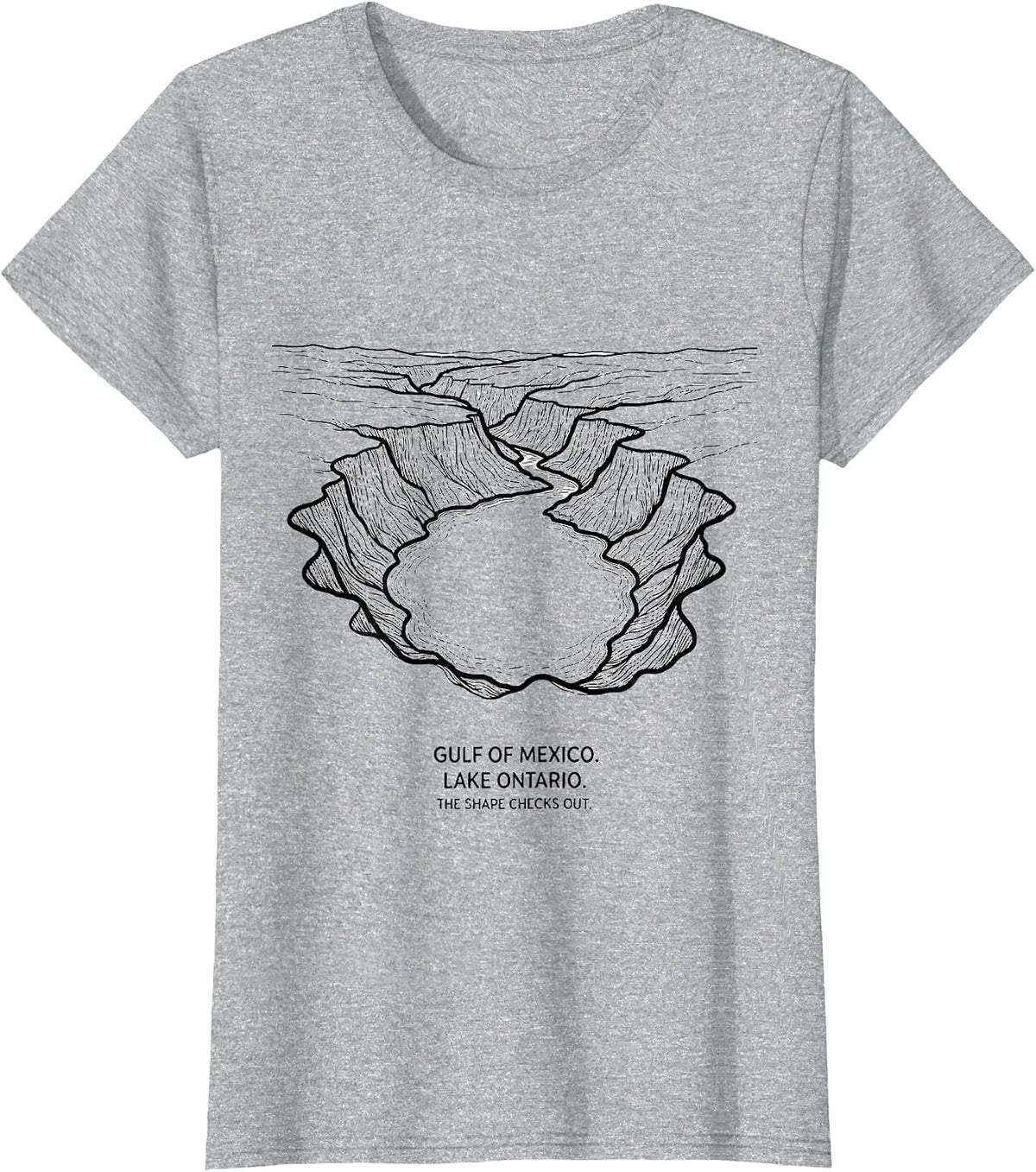 Gulf of Mexico. Lake Ontario. The Shape Checks Out. T-Shirt - Heather Grey