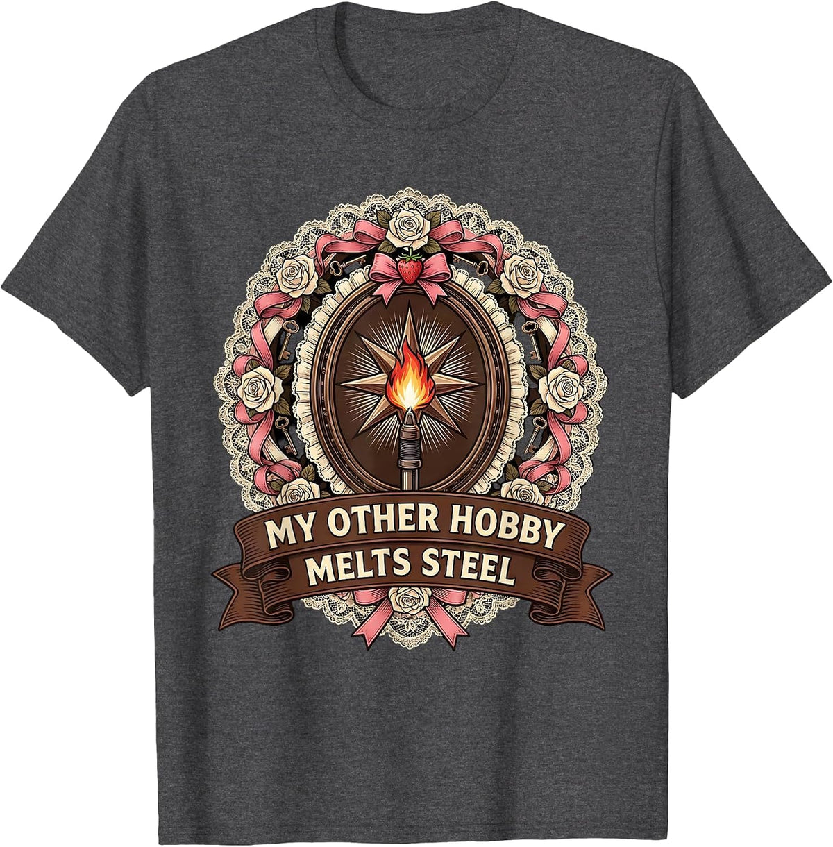 Men's My Other Hobby Melts Steel Welder Design T-Shirt - Dark Heather Grey