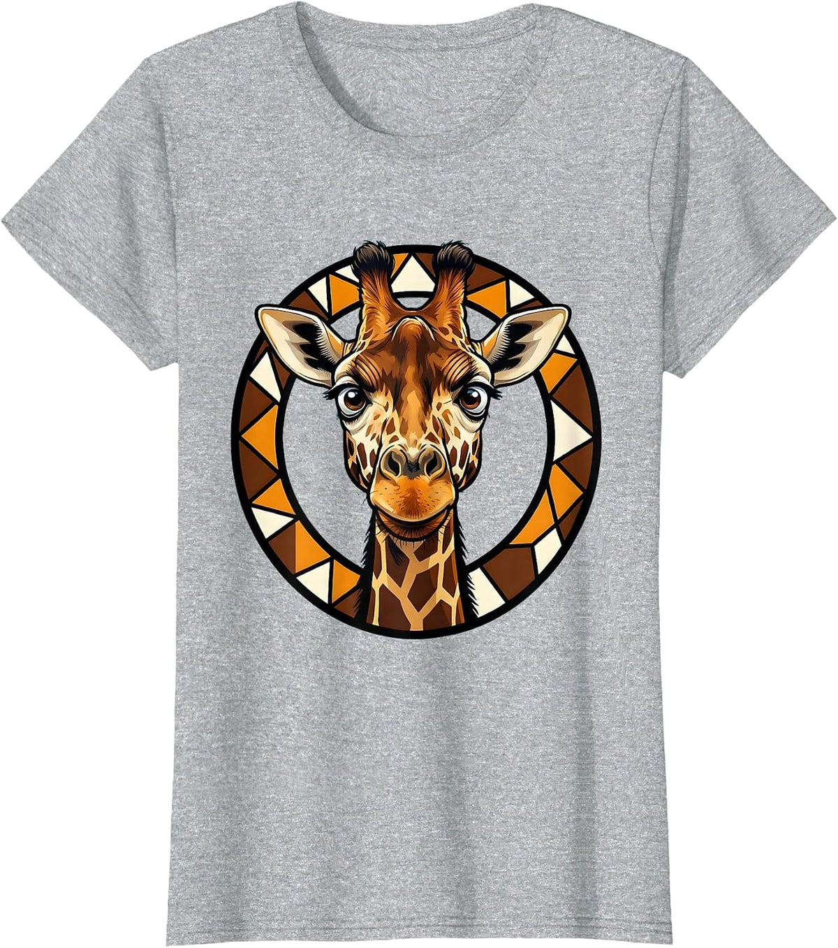 Giraffe Pattern Dissolving Into Geometric Shapes T-Shirt - Heather Grey