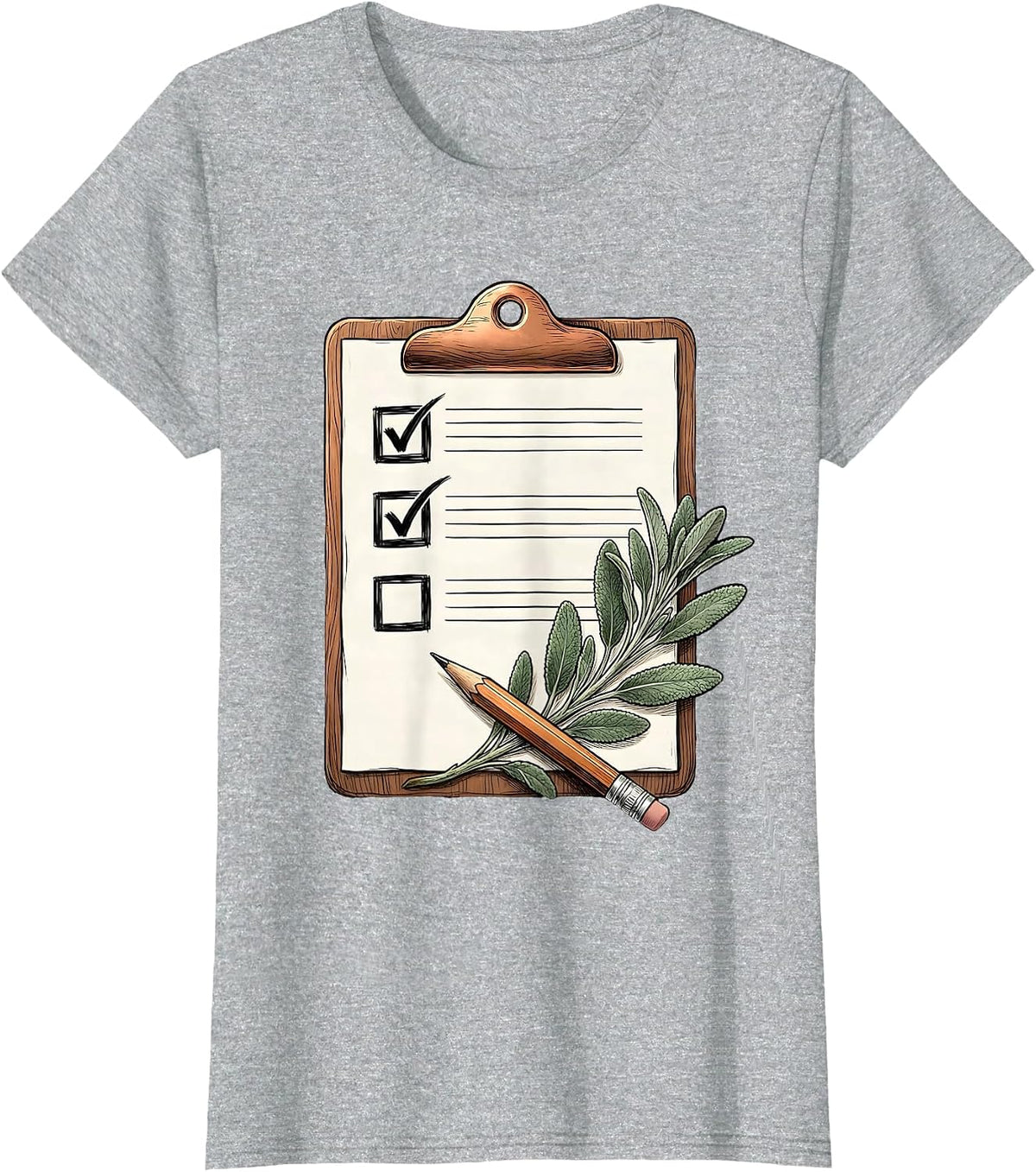 Paraprofessional Clipboard and Pencil Illustration T-Shirt - Heather Grey