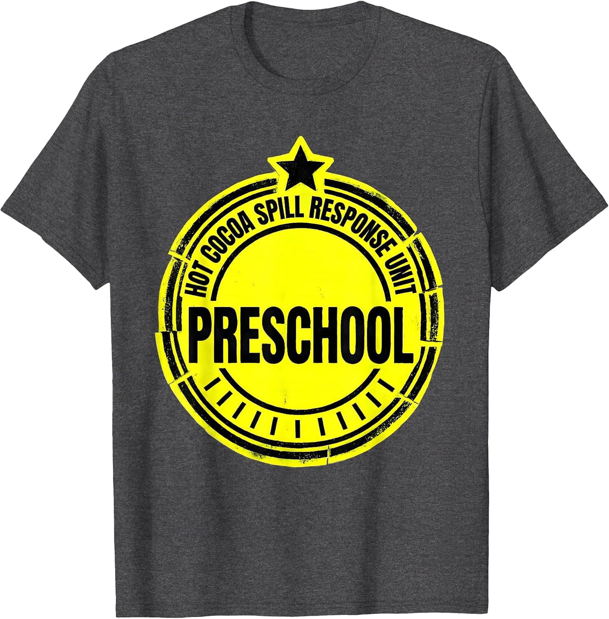 Hot Cocoa Spill Response Unit, Preschool Funny Teacher T-Shirt - Dark Heather Grey