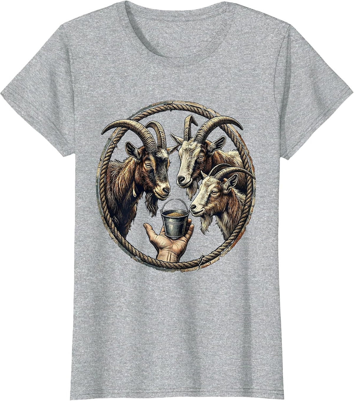 Women's Goat Keeper Distressed Farm Animal Humor T-Shirt - Heather Grey