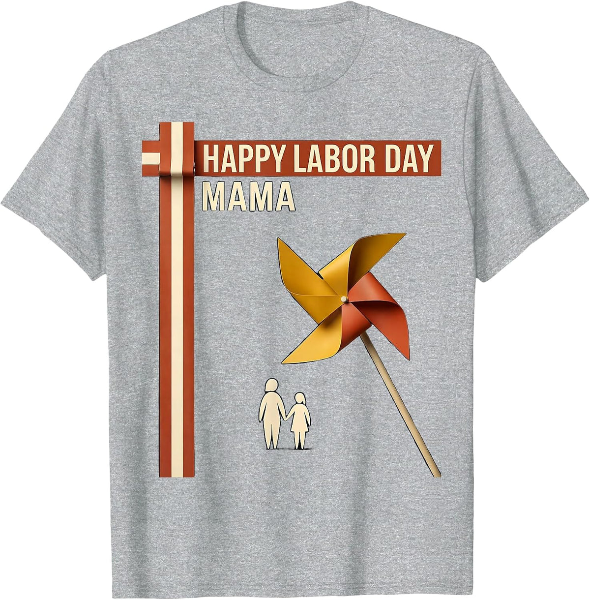 Men's Happy Labor Day Mama Midcentury Modern Patriotic Americana T-Shirt - Heather Grey