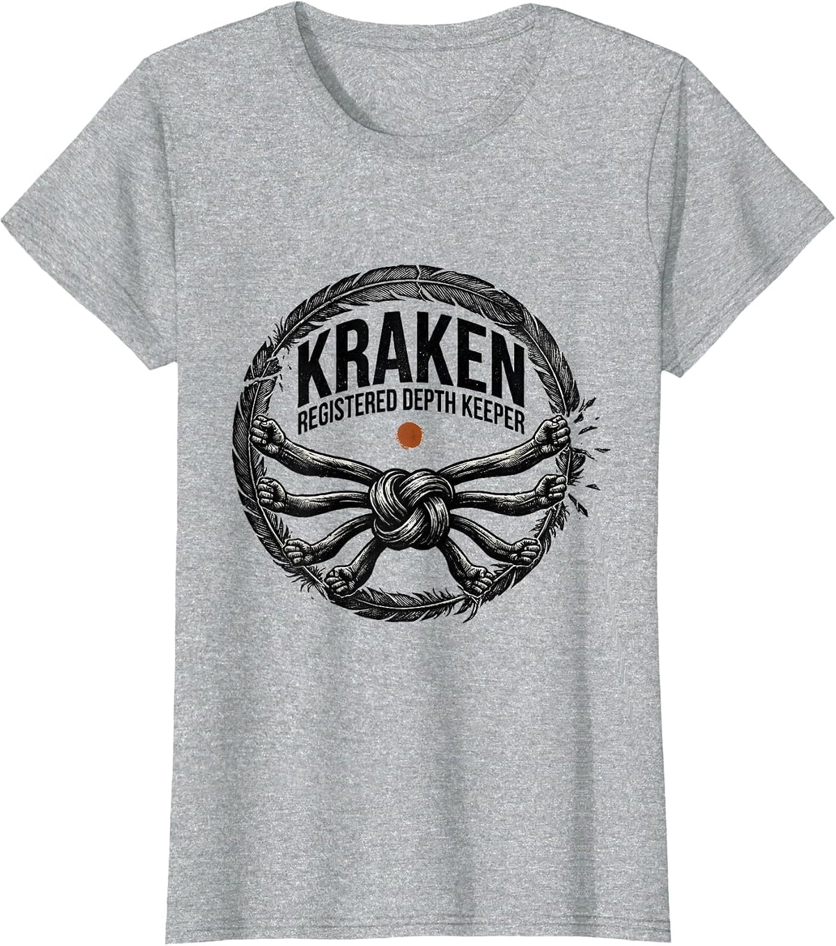 Women's Kraken Registered Depth Keeper Rubber Stamp Octopus Lover T-Shirt - Heather Grey