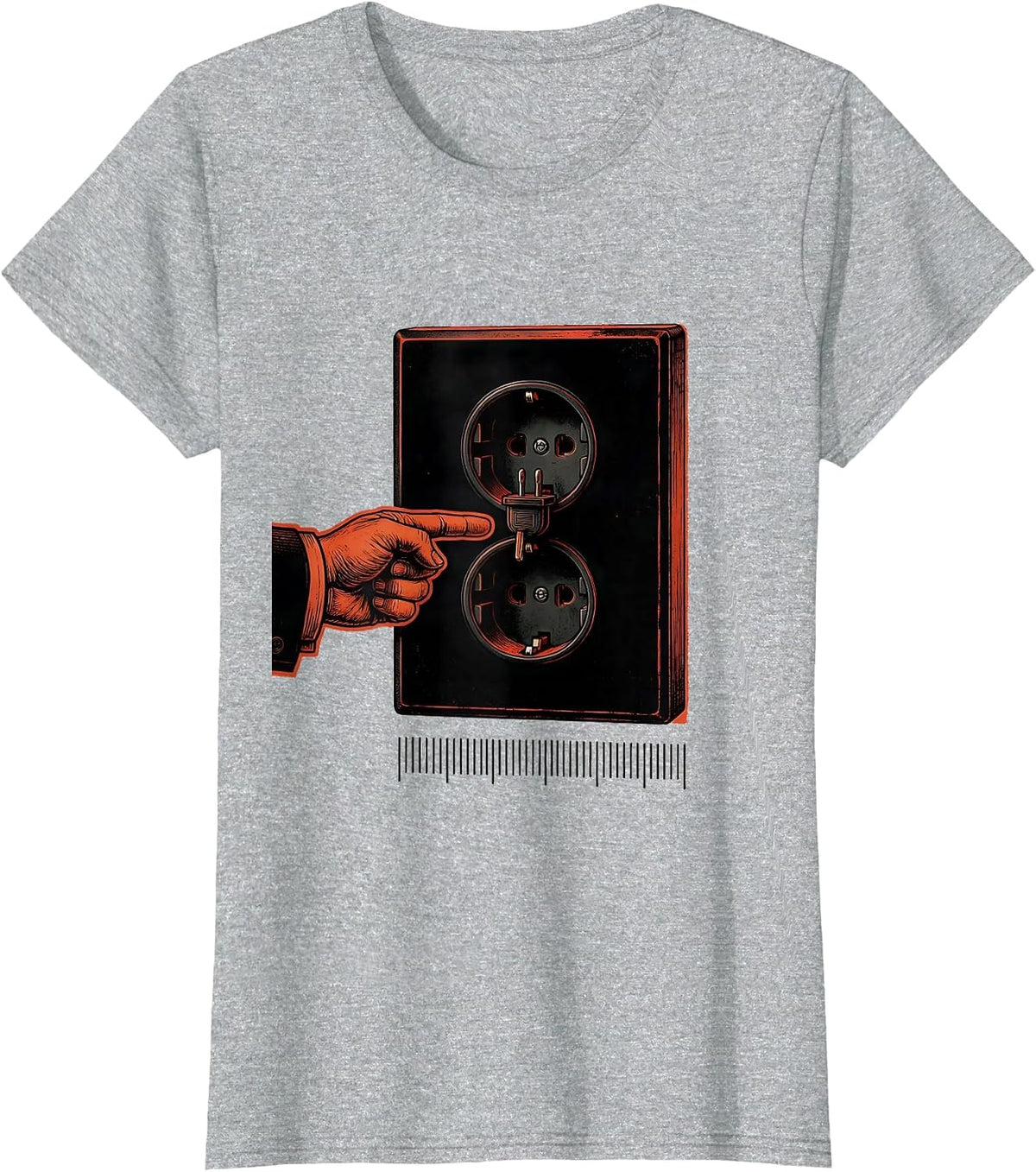 Plug Gap Pointer Deadpan IT Humor Tech Support T-Shirt - Heather Grey