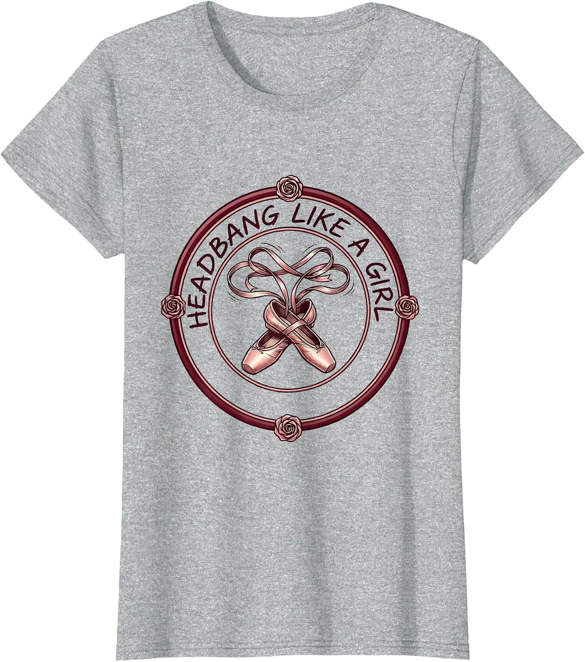 Headbang Like a Girl Rock Music Design T-Shirt - Heather Grey