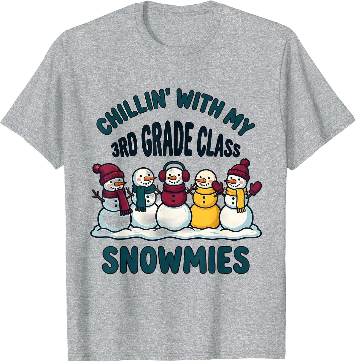 Men's Chillin' With My 3rd Grade Class Snowmies Teacher T-Shirt - Heather Grey