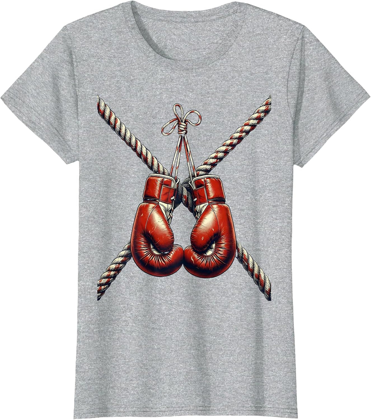 Boxing Gloves Corner Ropes Sports Graphic T-Shirt - Heather Grey