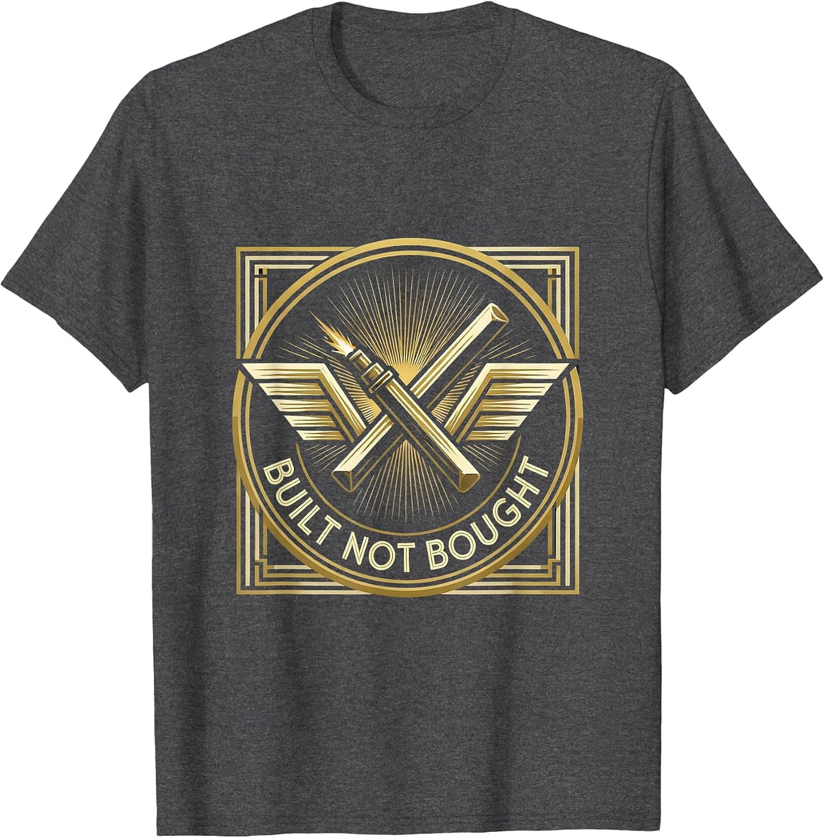Built Not Bought Welding Graphic Design T-Shirt - Dark Heather Grey
