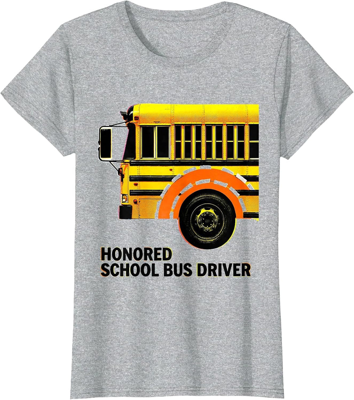 Honored School Bus Driver Risograph School Bus Driver T-Shirt - Heather Grey