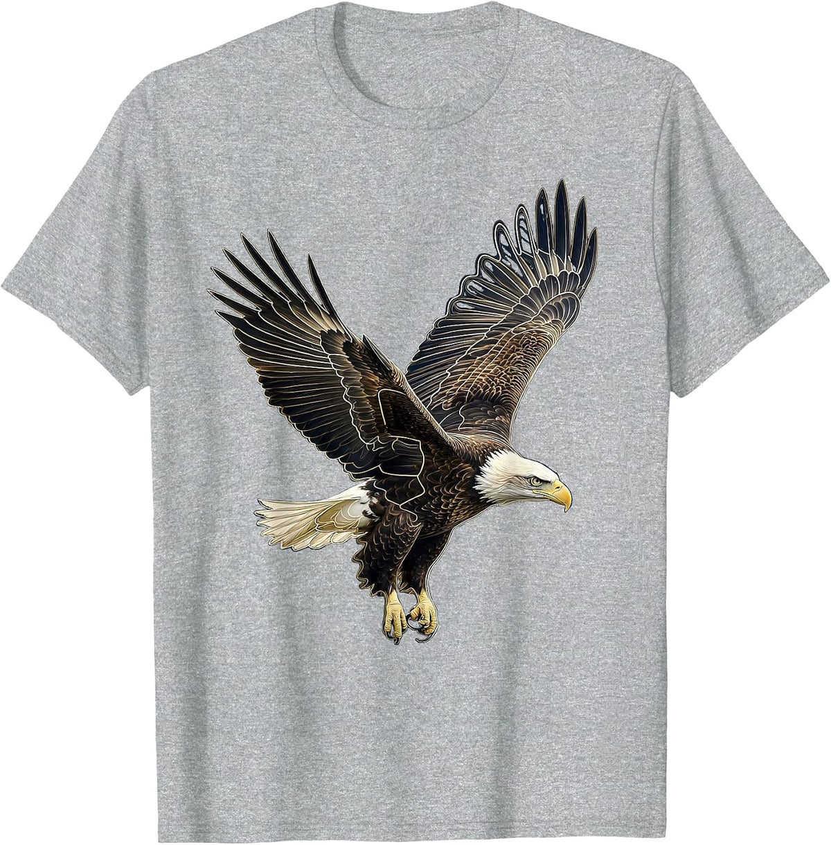 Men's Bald Eagle Topographic Contour Patriotic Wildlife T-Shirt - Heather Grey