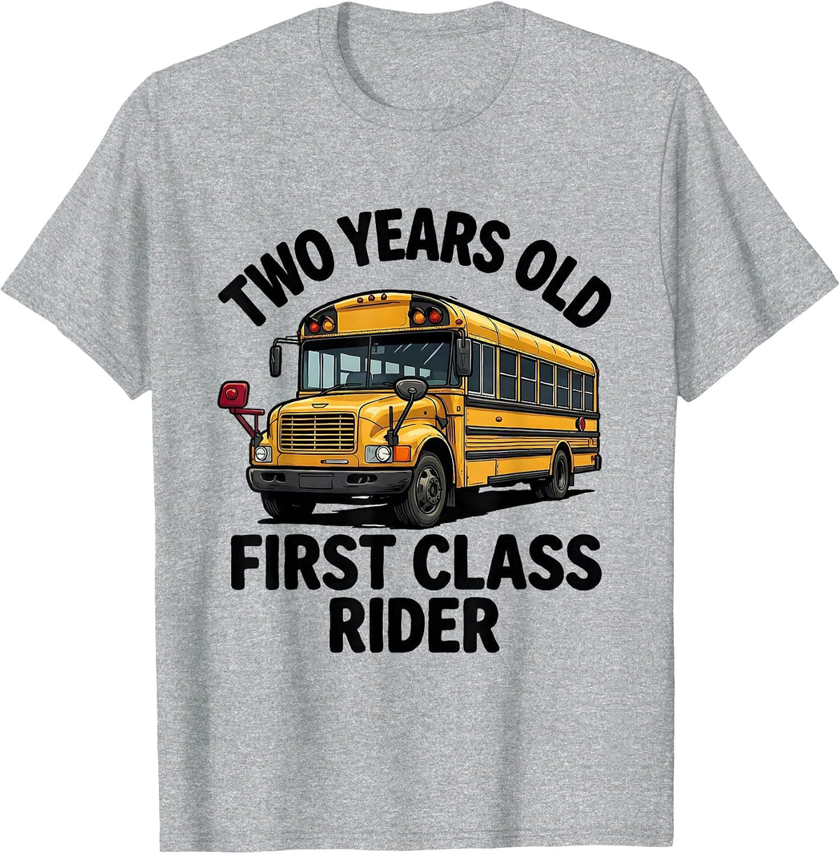 Men's Two Years Old, First Class Rider Funny School Bus Driver T-Shirt - Heather Grey