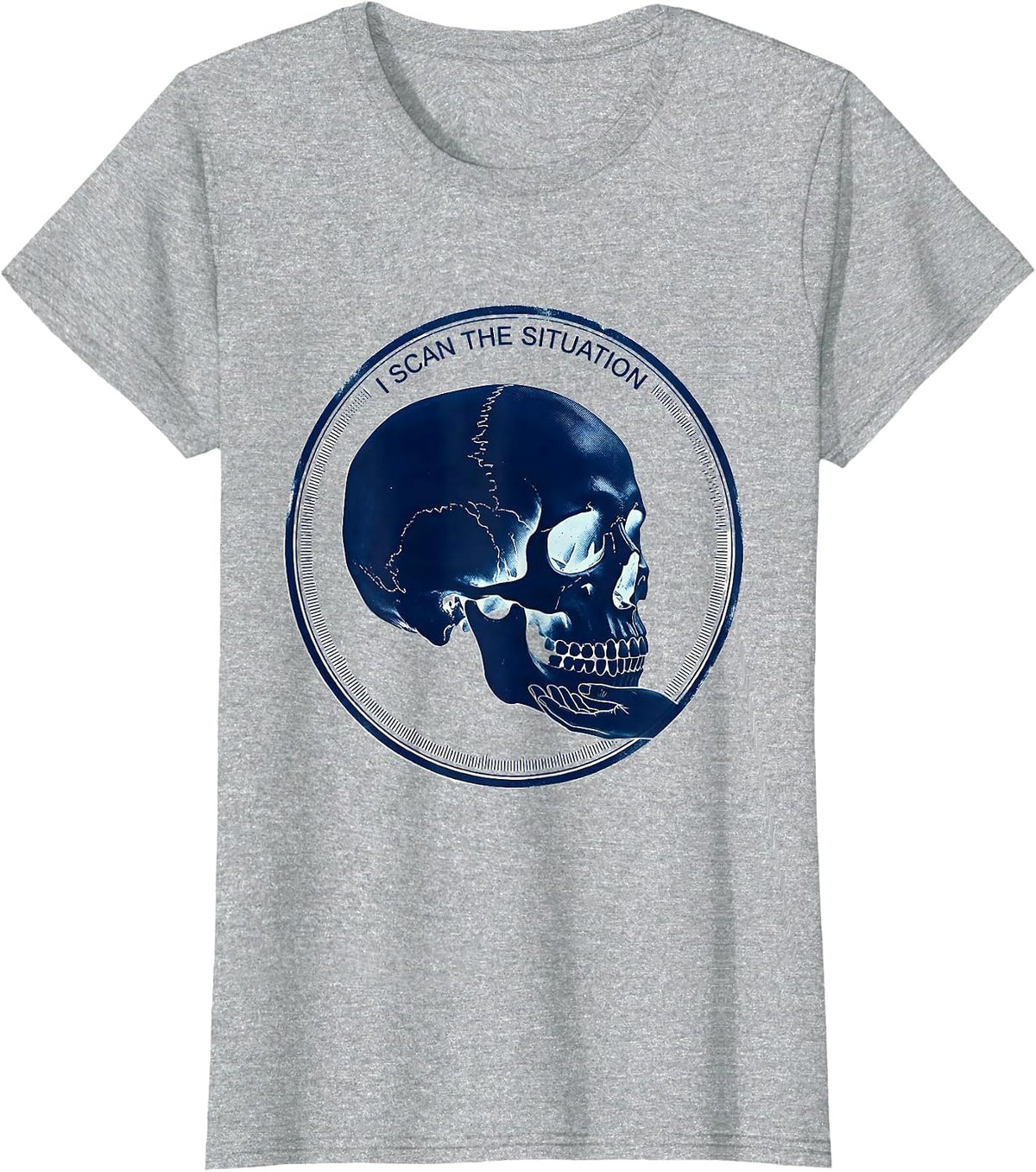 I Scan The Situation Cyanotype Radiology Tech Humor T-Shirt - Heather Grey