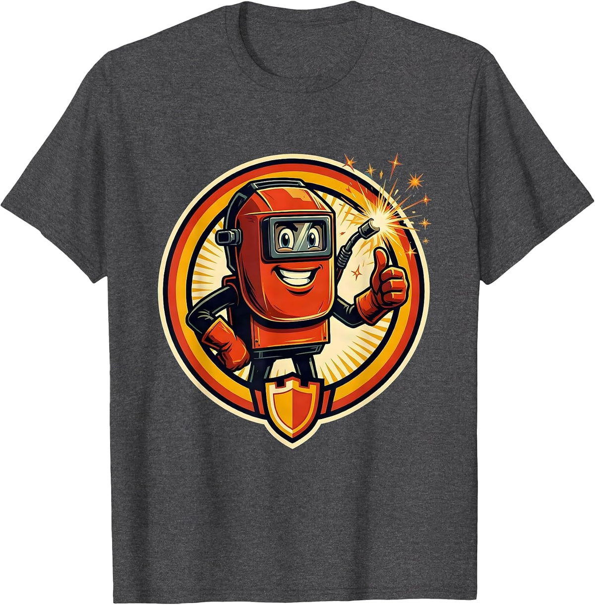 Welder Sparks Flying Illustration T-Shirt - Dark Heather Grey
