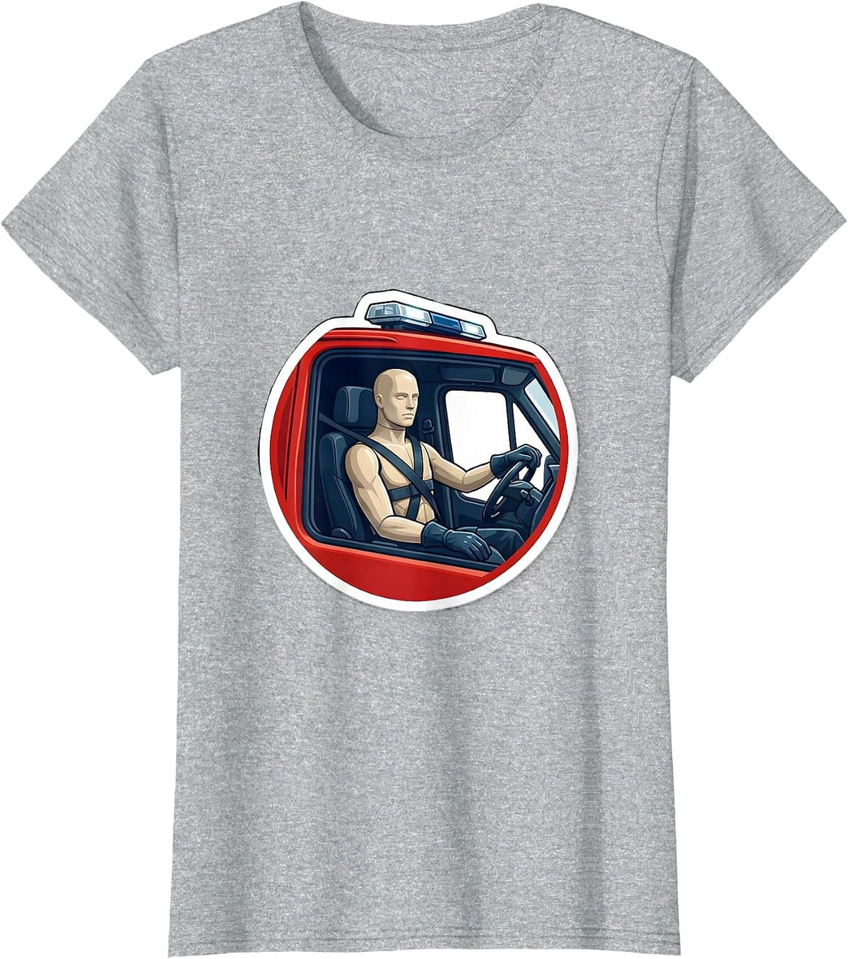Women's Ambulance Cab Calm Medic Sticker Style EMT Paramedic T-Shirt - Heather Grey