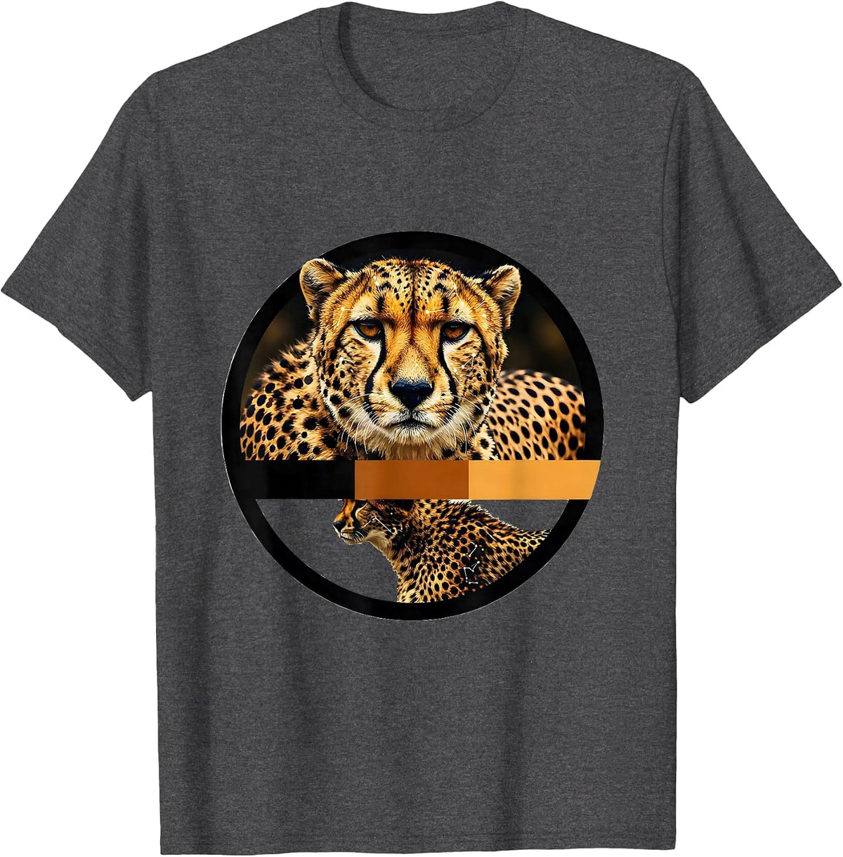 Cheetah Spot Constellation Star Map Animal Print T-Shirt - Dark Heather Grey