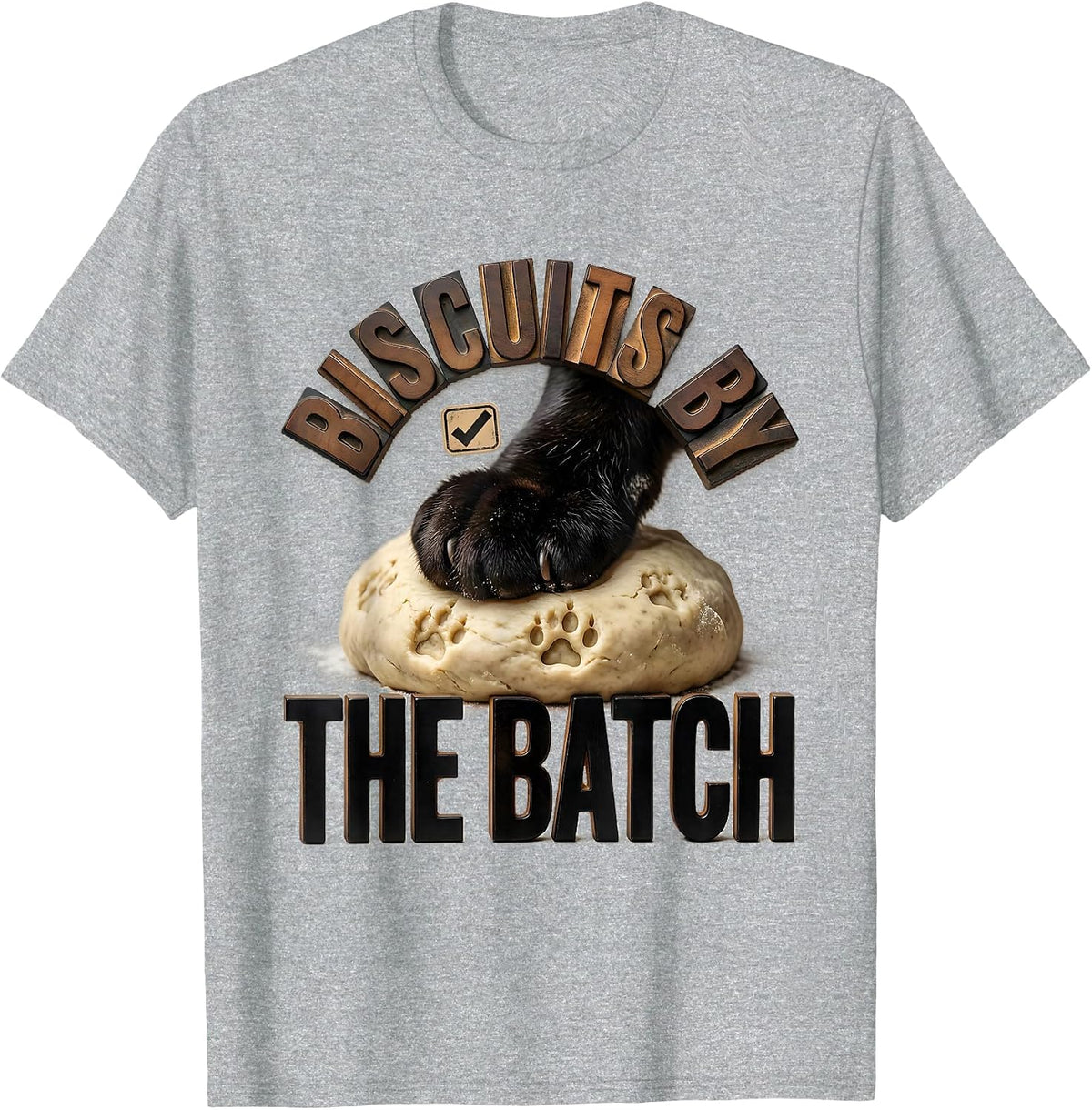 Men's Biscuits By The Batch Funny Black Cat Bakery Pet Lover Humor T-Shirt - Heather Grey