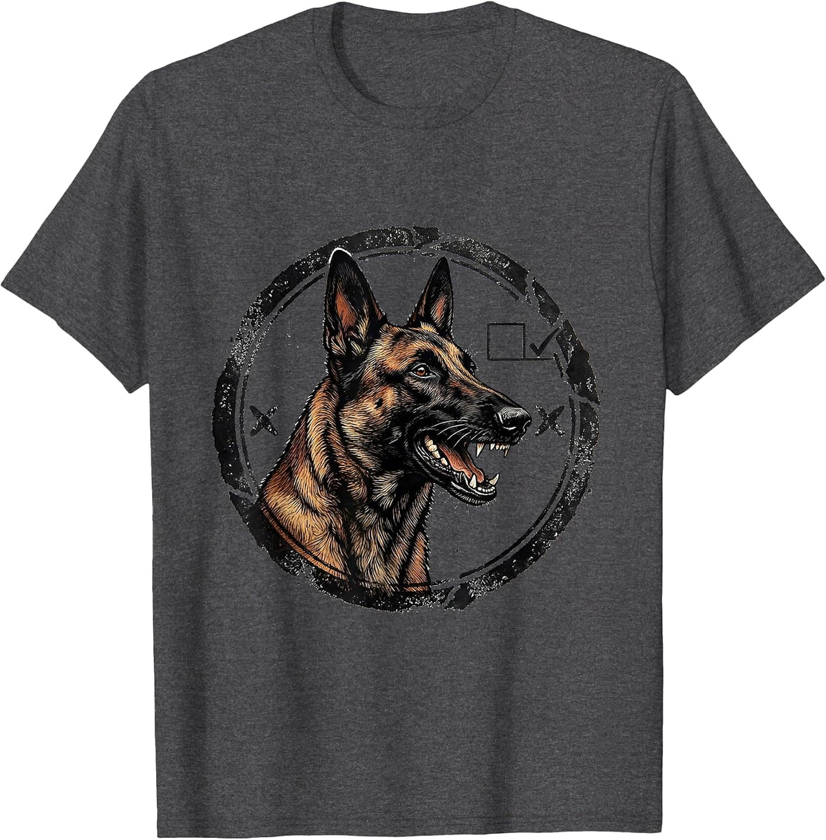 Men's Belgian Malinois Stamp Dog Owner Breed Pride T-Shirt - Dark Heather Grey
