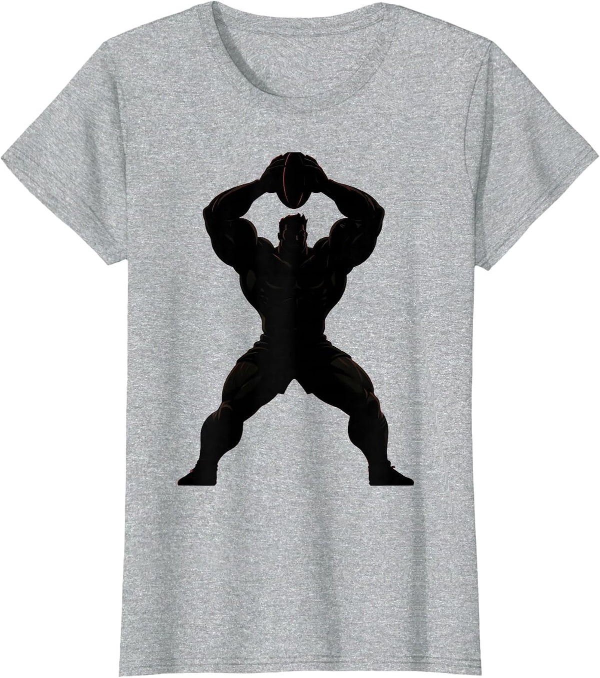 Rugby Player Holding Ball Aloft Graphic T-Shirt - Heather Grey