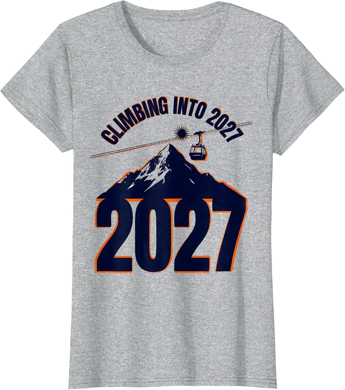 Women's Climbing Into 2027 Screenprint Poster New Year Family Party T-Shirt - Heather Grey