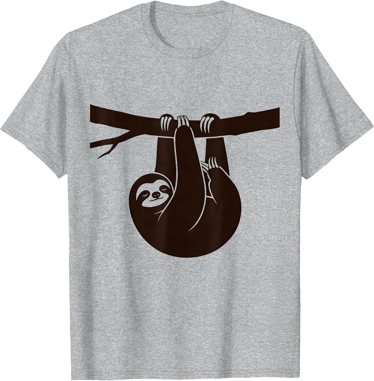 Men's Sleeping Sloth Dangling From Branch Illustration T-Shirt - Heather Grey