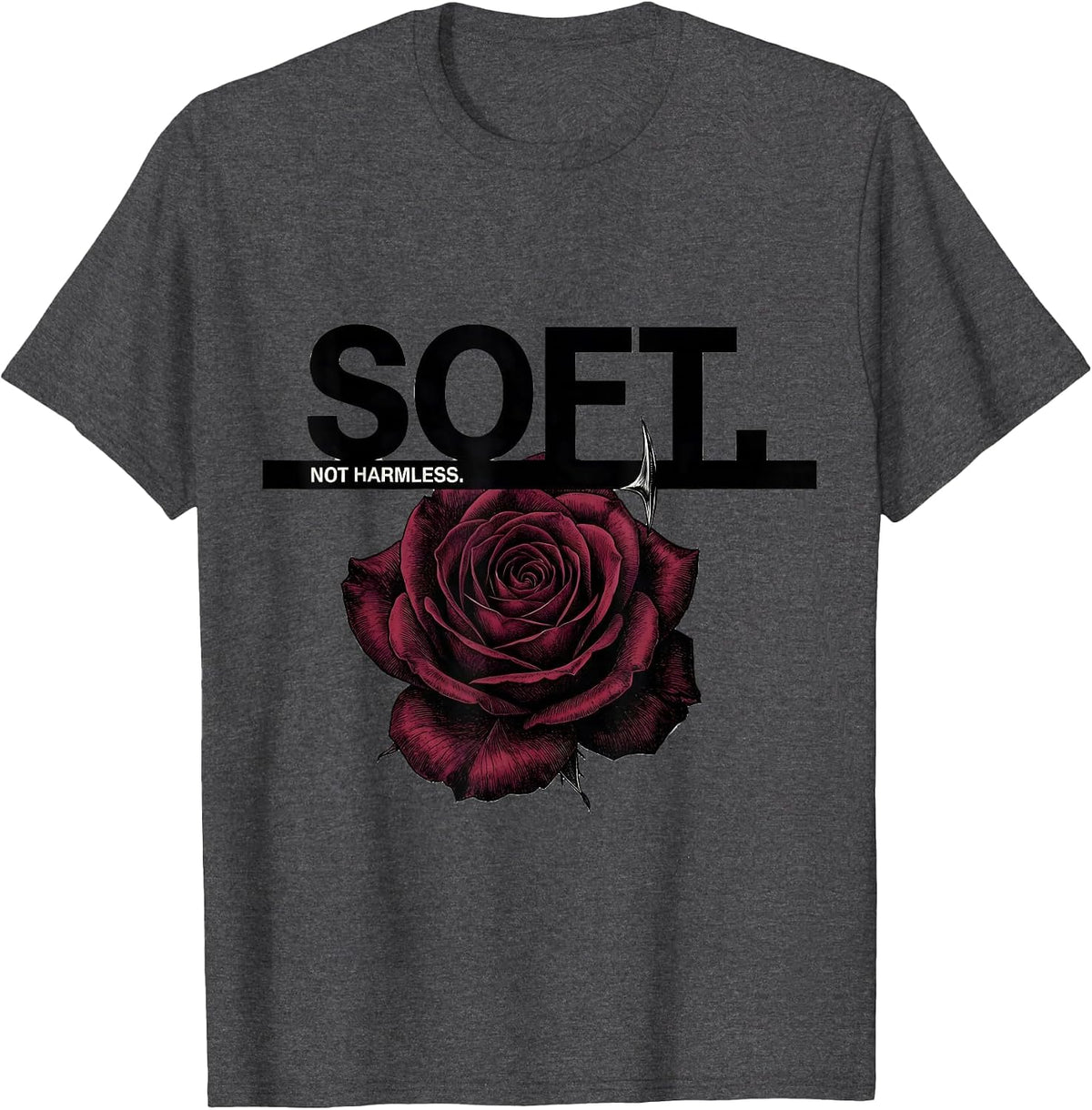 Men's Soft. Not Harmless Gothic Dark Romance Floral Art T-Shirt - Dark Heather Grey