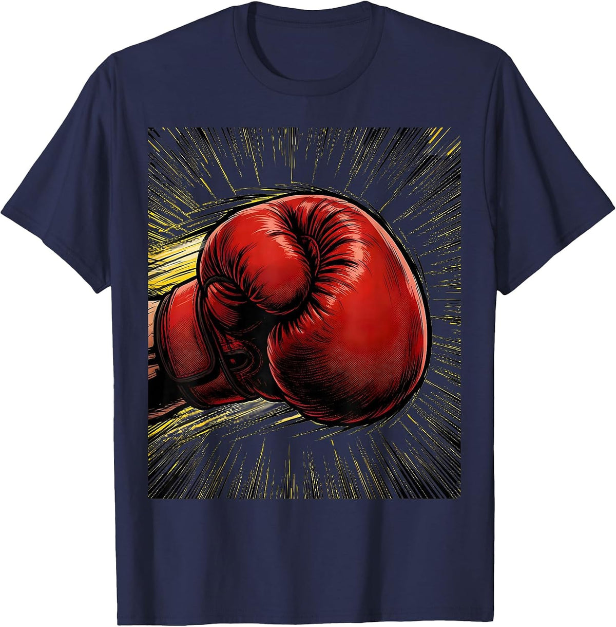Boxing Punch Graphic with Speed Lines T-Shirt - Navy Blue