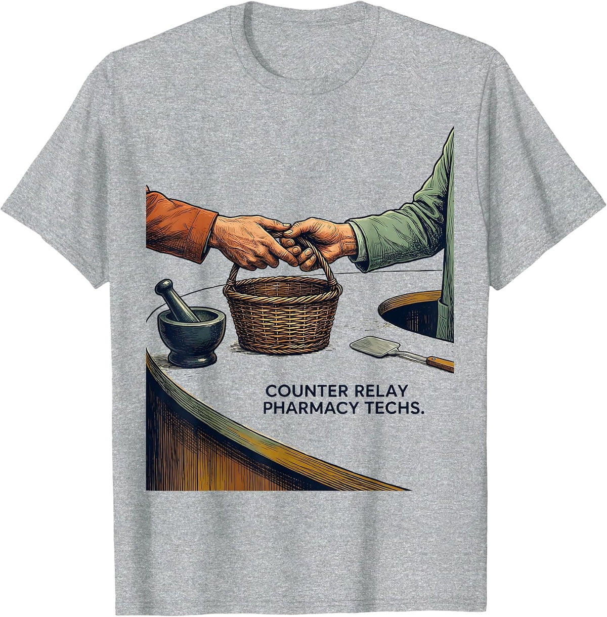 Men's Counter Relay Pharmacy Techs Funny Pharmacy Technician T-Shirt - Heather Grey