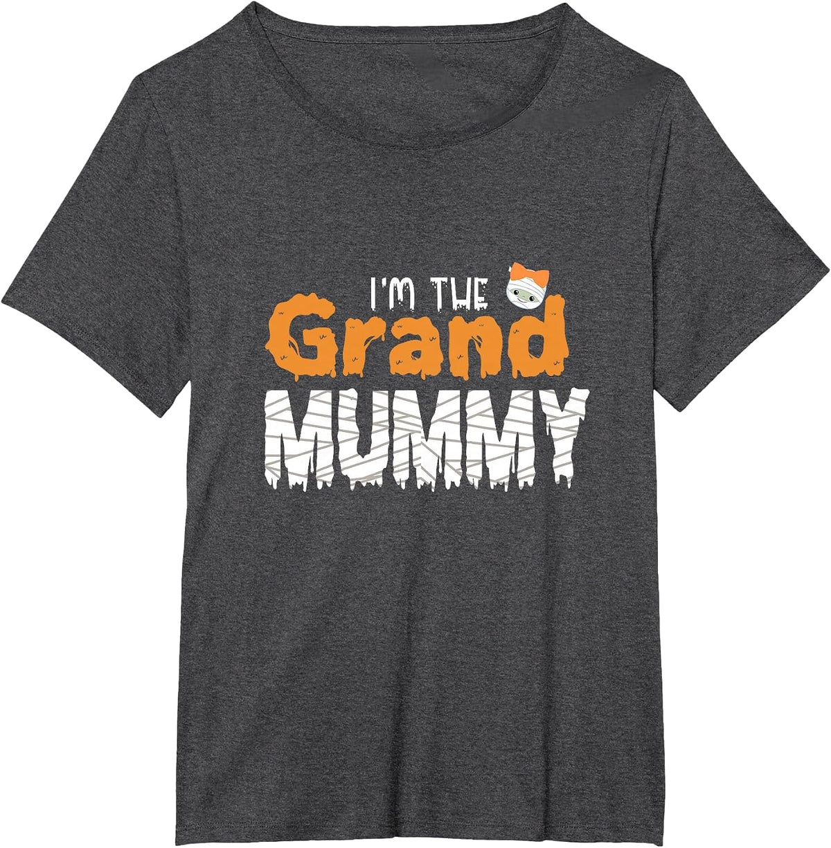 I'm The Grand Mummy Funny Grandma Family Halloween T-Shirt - Dark Heather Grey
