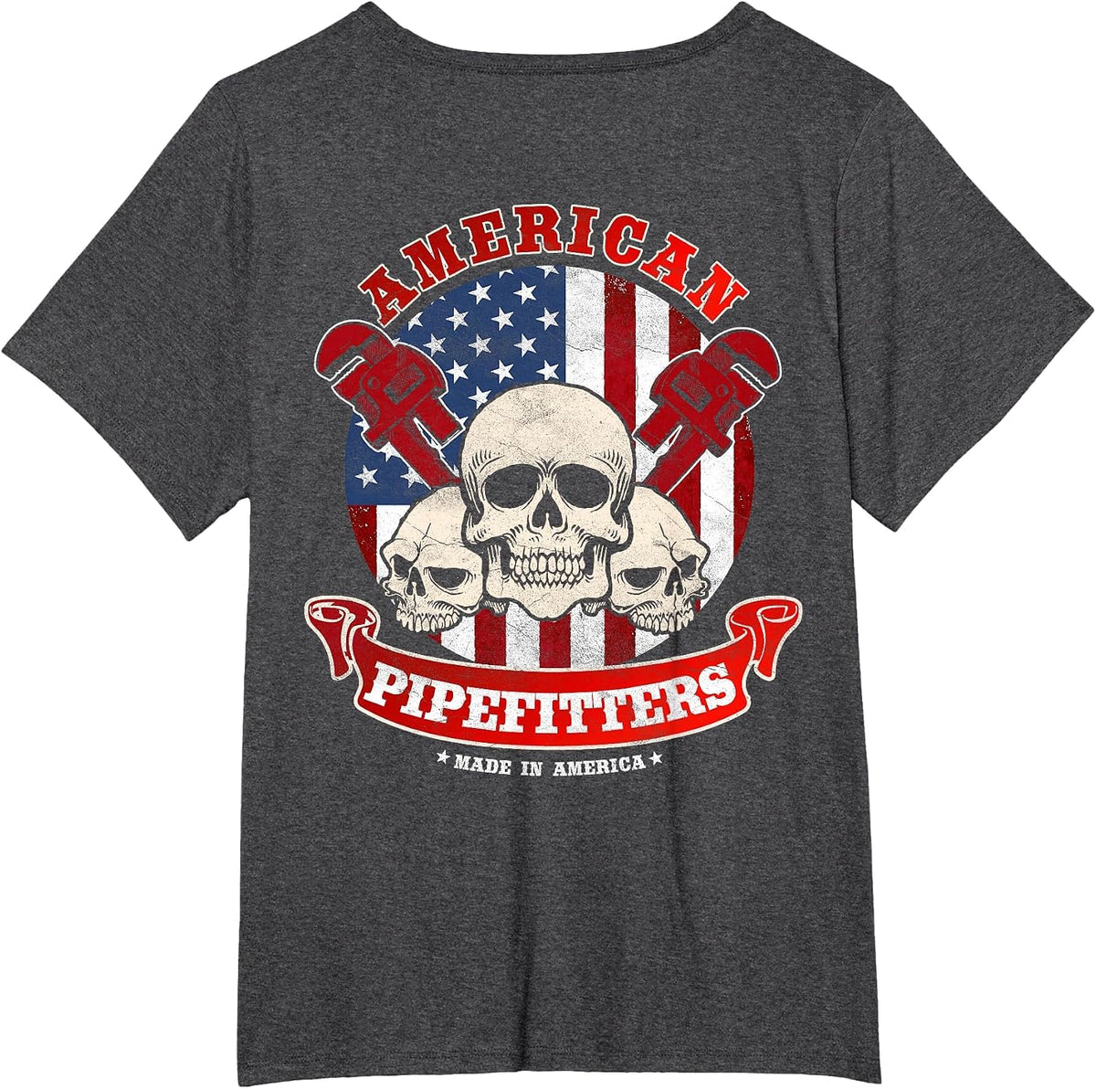 Pipefitter Gifts Funny Plumber Image On Back of Shirt T-Shirt - Dark Heather Grey
