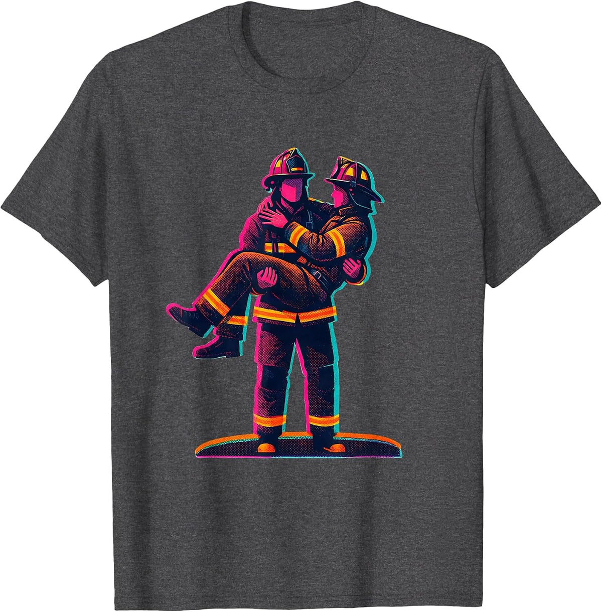 Men's Firemans Carry Grappler Vintage Martial Arts Humor T-Shirt - Dark Heather Grey